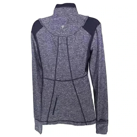 Lululemon Jacket Gray 6 Half Zip Long Sleeve Thumbholes Zip Pockets Ruffles - Picture 2 of 8